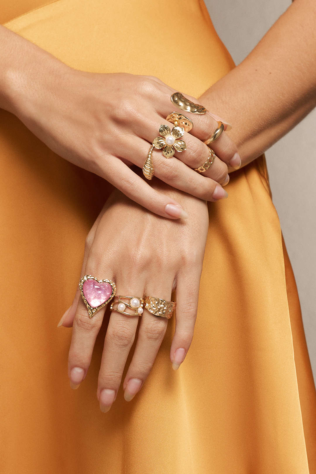 "Alloy Irregular Heart Pearl Rings"