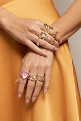 "Alloy Irregular Heart Pearl Rings"