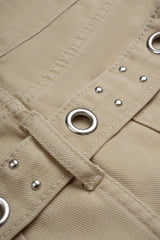 "Denim Eyelet Pocket Shorts"