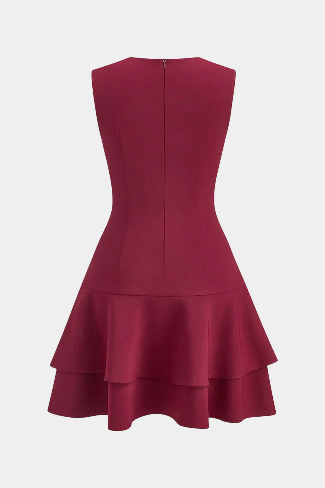 "Asymmetrical Round Neck Ruffle Hem Sleeveless Mini Dress"