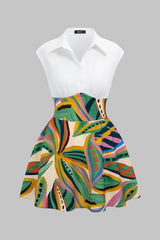 "Branches Print V-Neck Sleeveless Mini Dress"