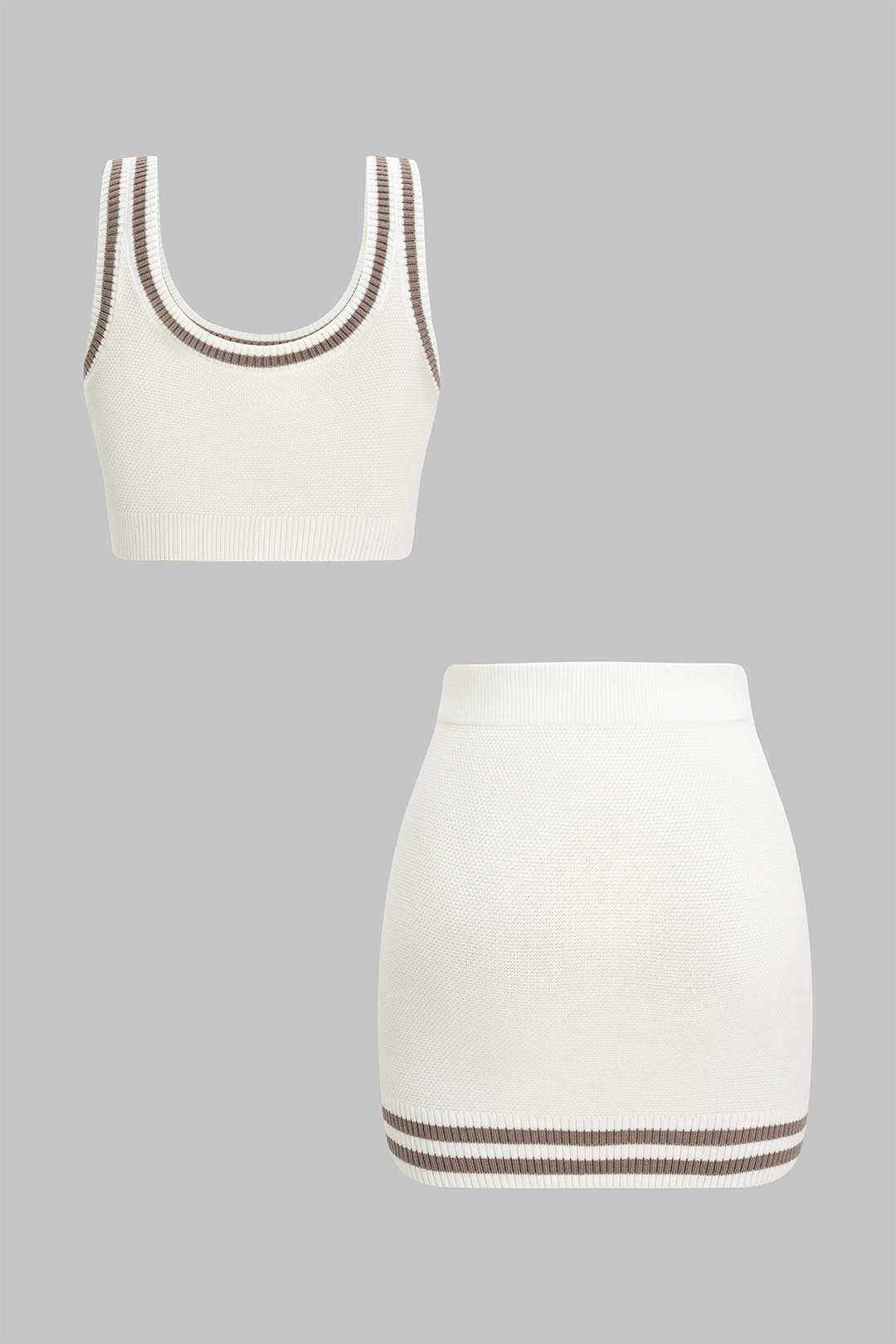 "Contrast Knit Cami Top And Skirt Set"