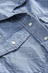 "Denim Lapel Belted Pocket Short Sleeve Romper"