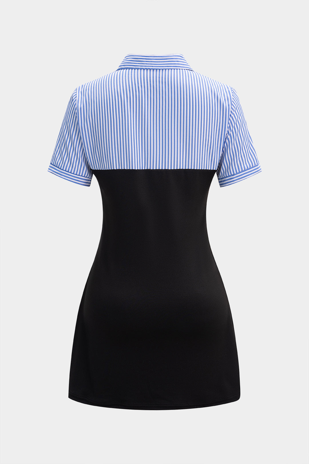 "Contrast Stripes Print Short Sleeve Mini Dress"