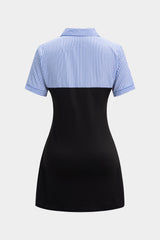"Contrast Stripes Print Short Sleeve Mini Dress"