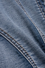 "Denim Frayed Asymmetrical Tube Top"