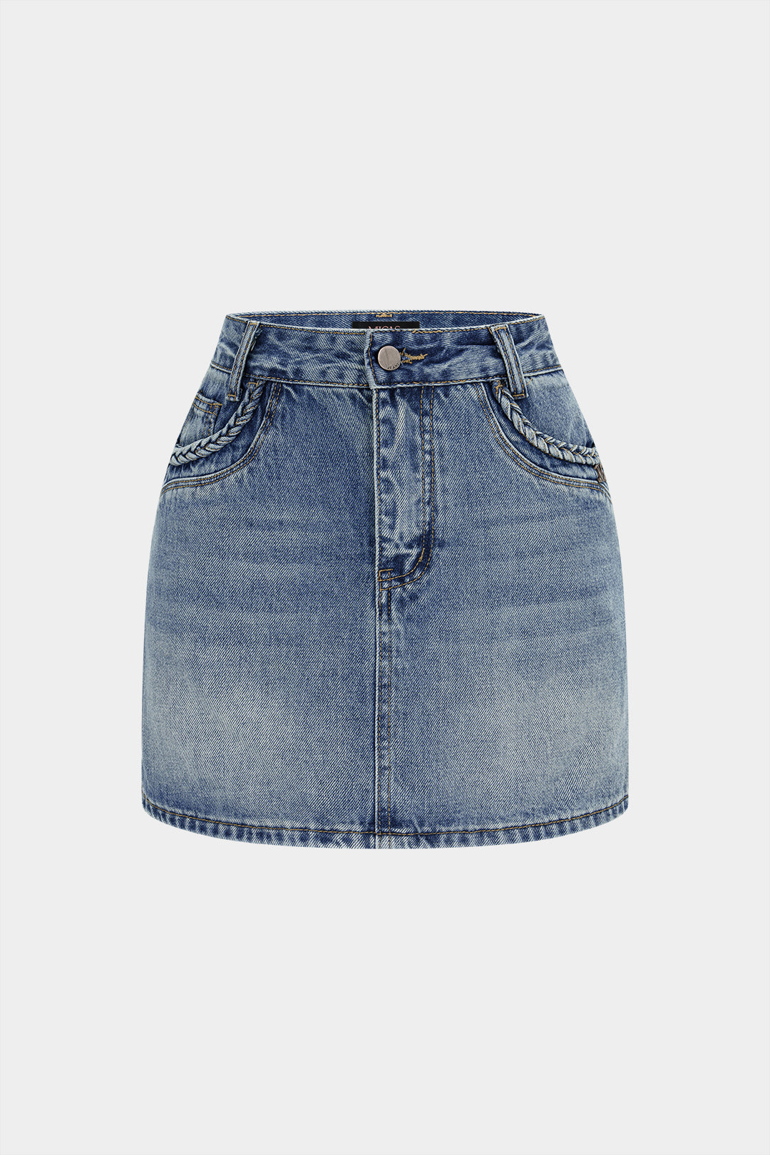 "Denim Braided Pocket Skirt"