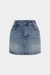 "Denim Braided Pocket Skirt"