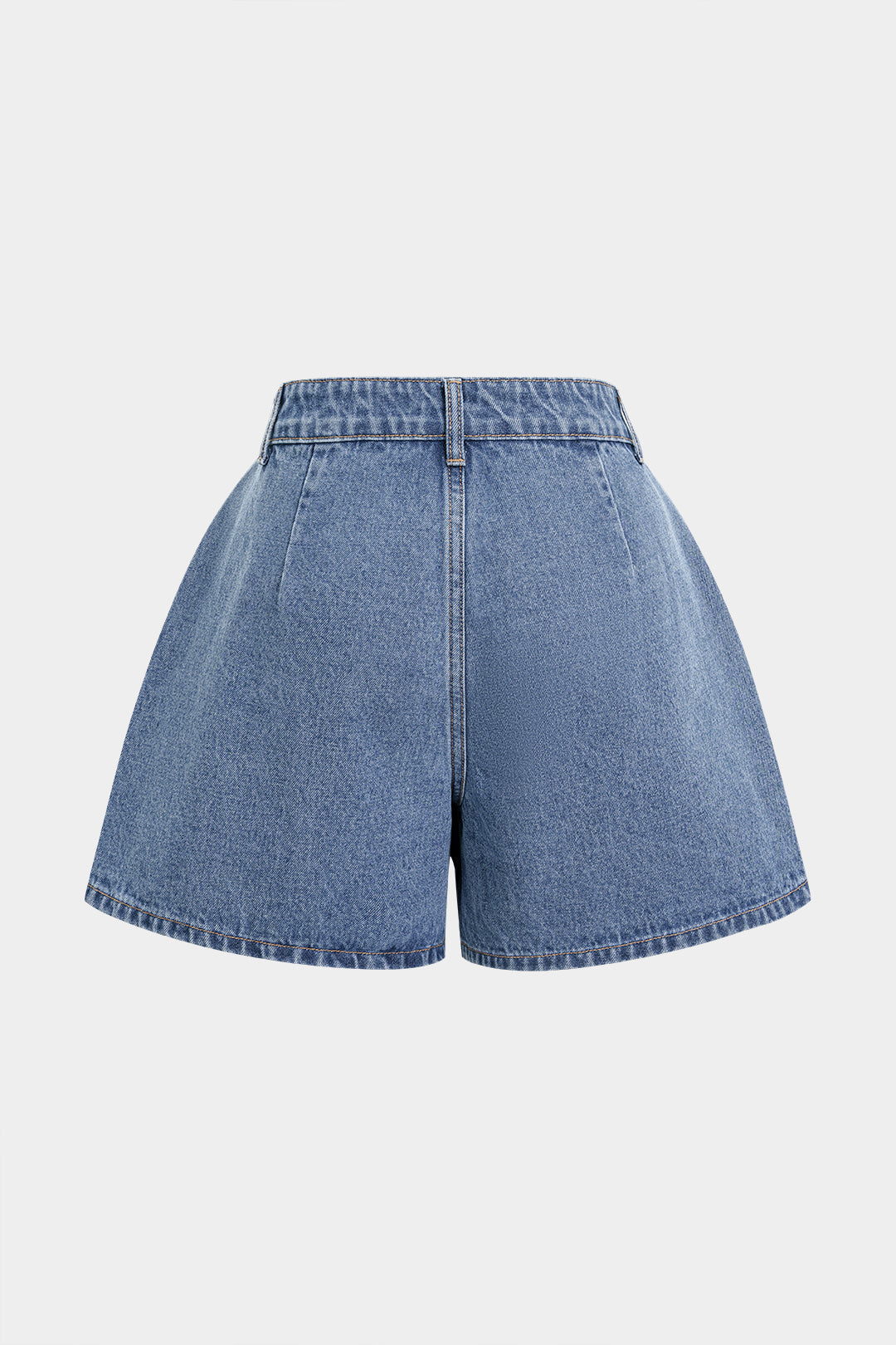 "Denim Asymmetrical Button Shorts"