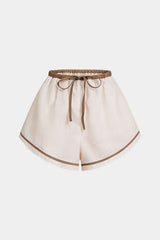 "Contrast Binding Tie-Up Shorts"