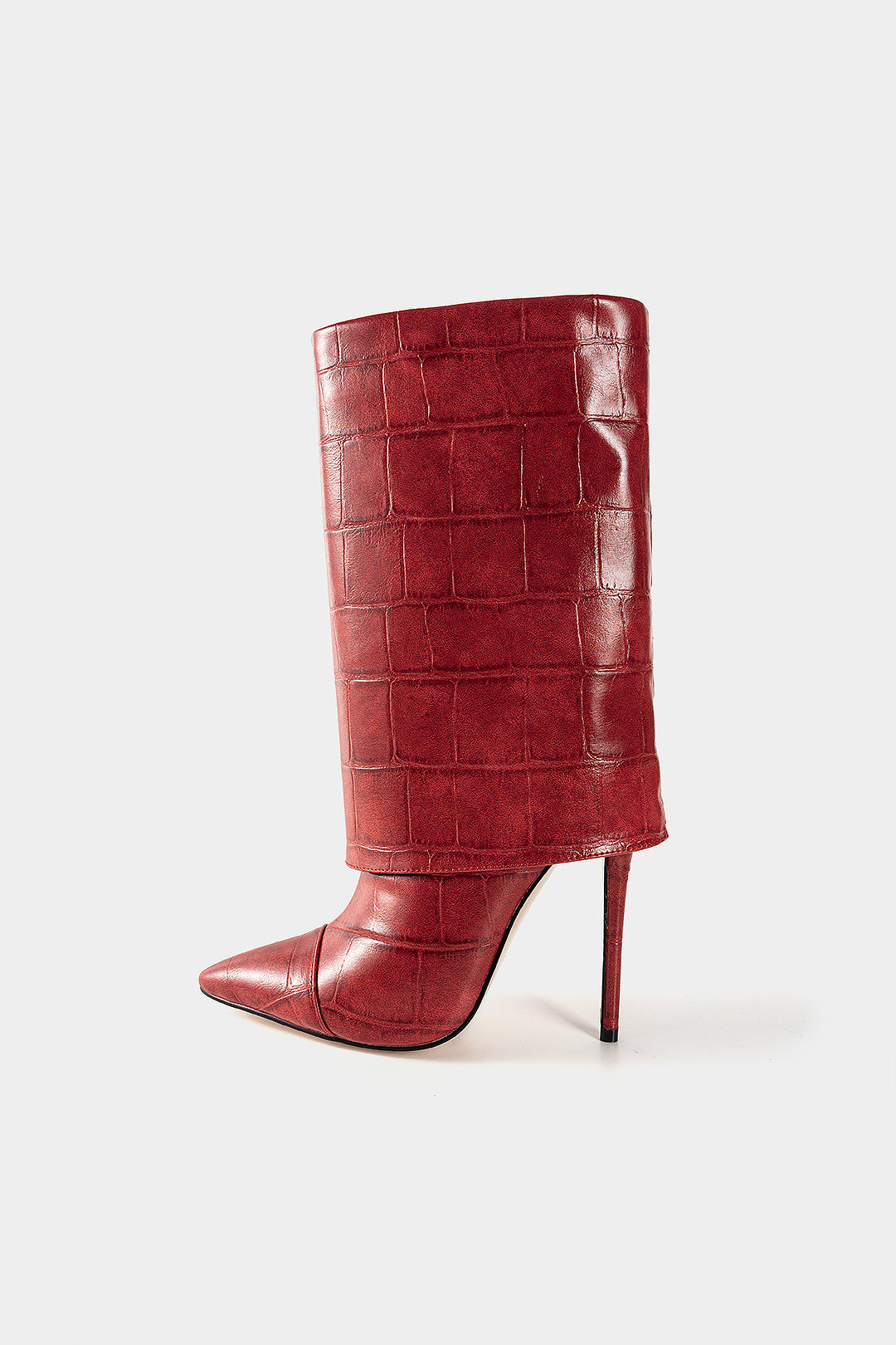 "Crocodile Print Mid Calf Boots"