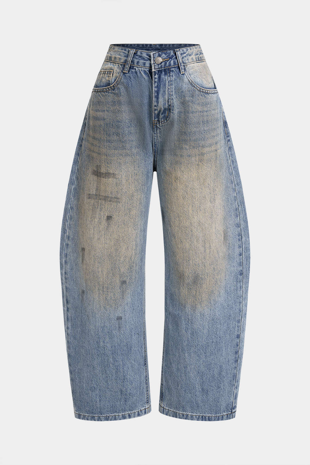 "Denim Asymmetrical Wide Leg Jeans"