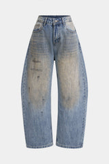 "Denim Asymmetrical Wide Leg Jeans"