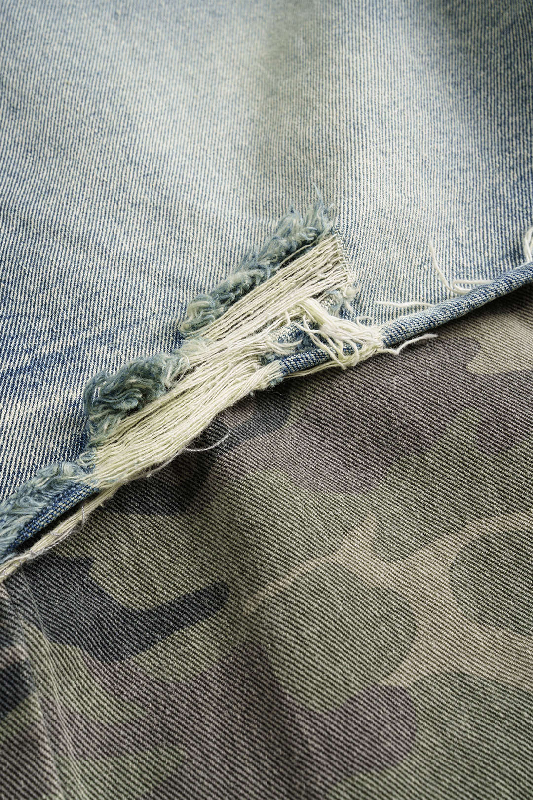 "Camo Print Denim Patchwork Button Pocket Jeans"