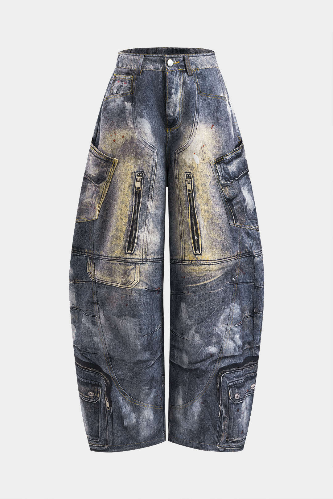 "Abstract Print Pocket Barrel Trousers"