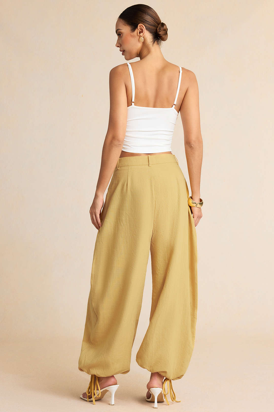 "Button Pocket Tie-Up Pants"