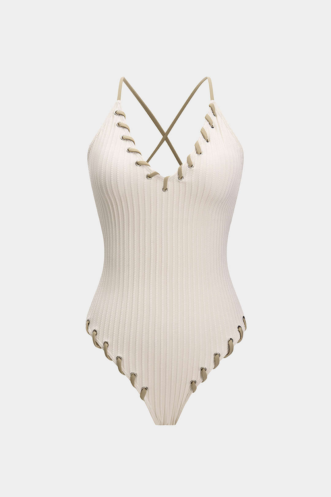 "Contrast Whipstitching Tie Back Sleeveless Slip Bodysuit"