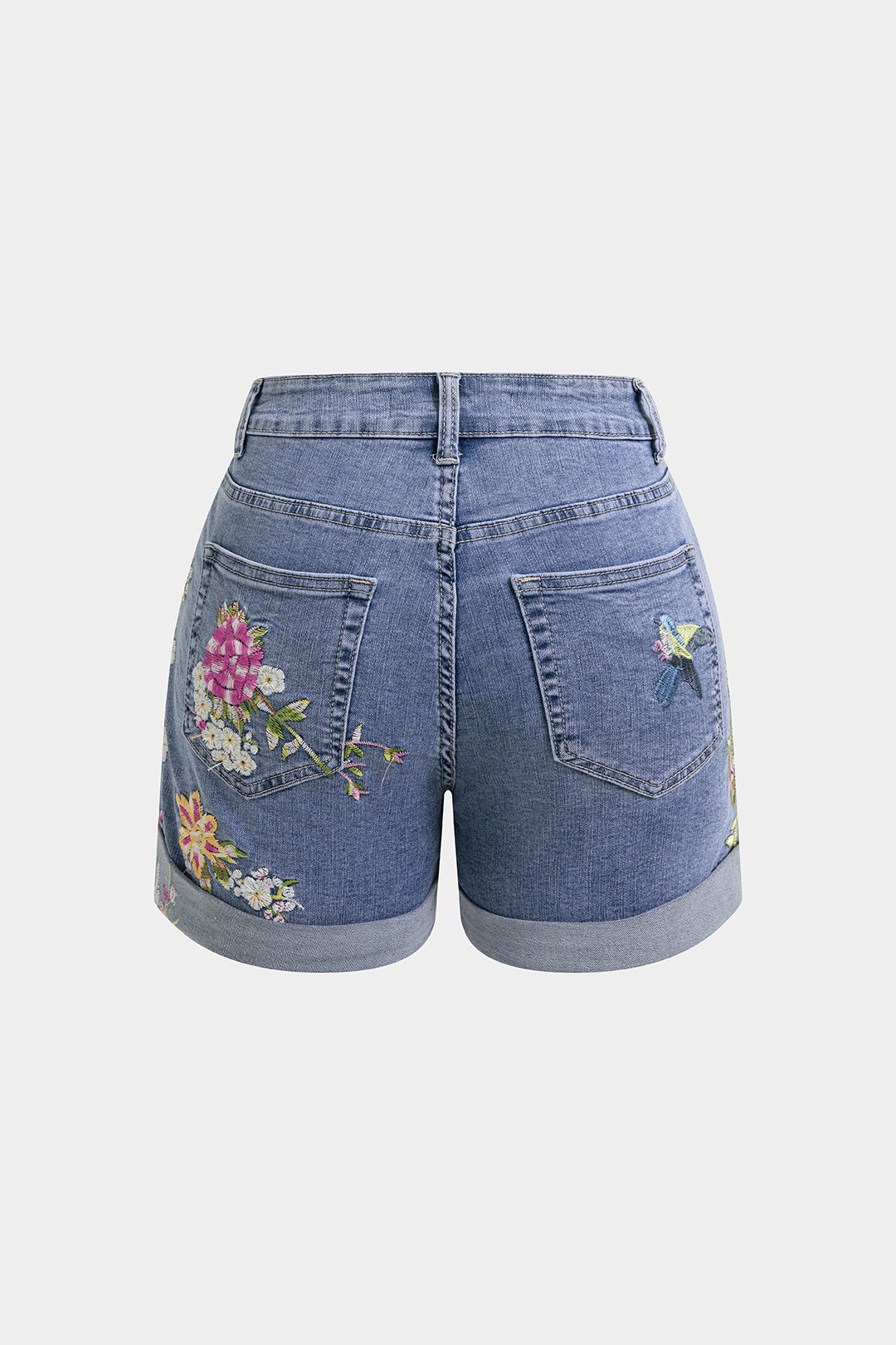 "Denim Embroidery Shorts"