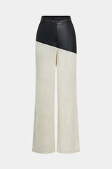 "Contrast Color Block Print Straight-leg Trousers"