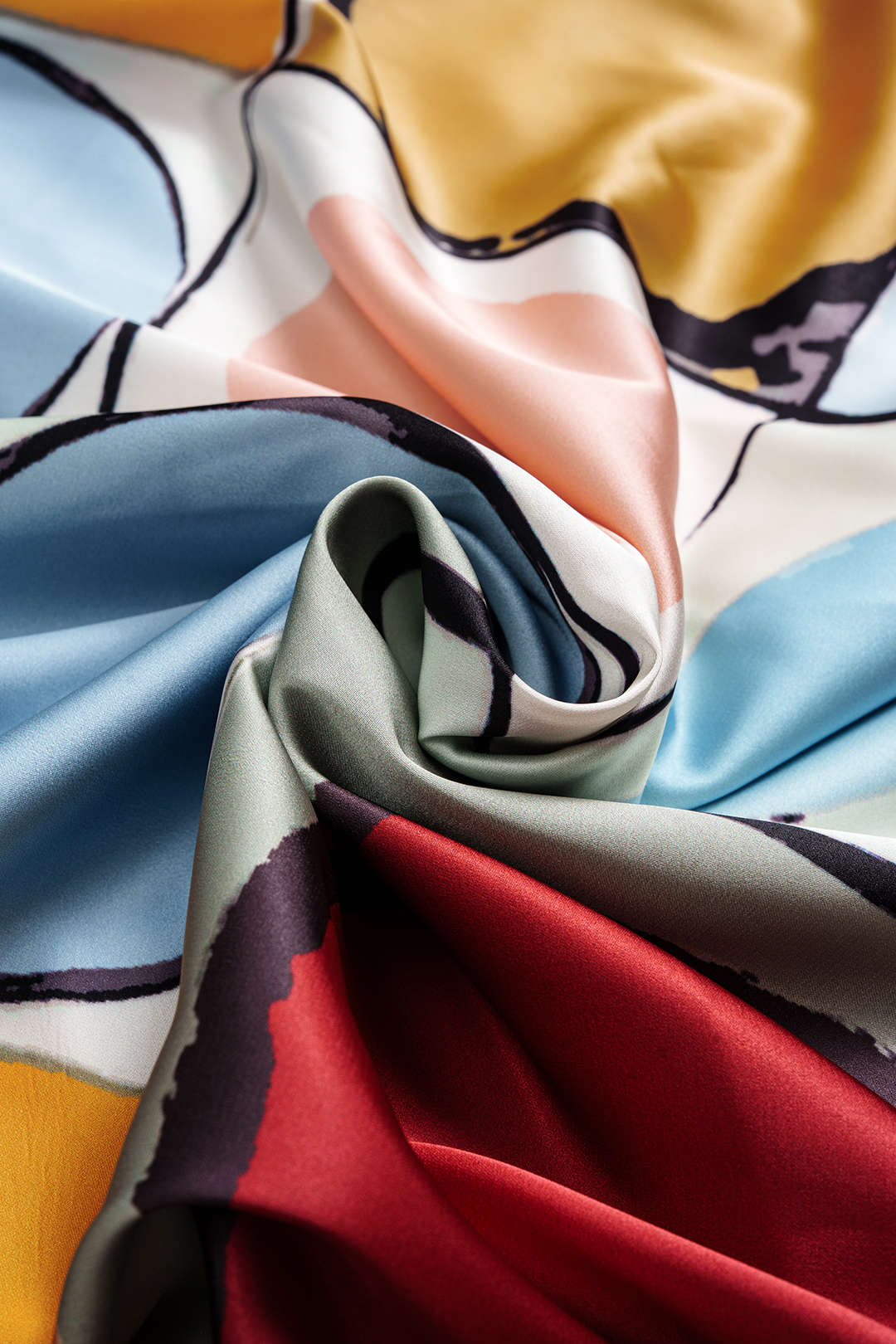 "Color Block Geometric Print Tie Front Cover Up"