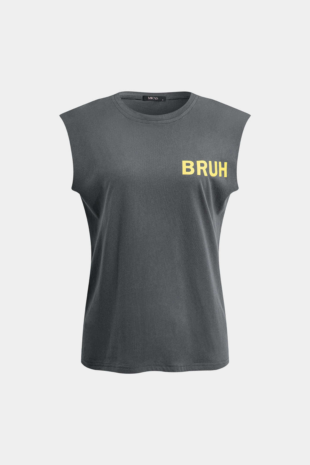 "Bruh Print Sleeveless T-shirt"