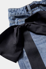 "Bow Tie Patchwork Pocket Straight Leg Jeans"