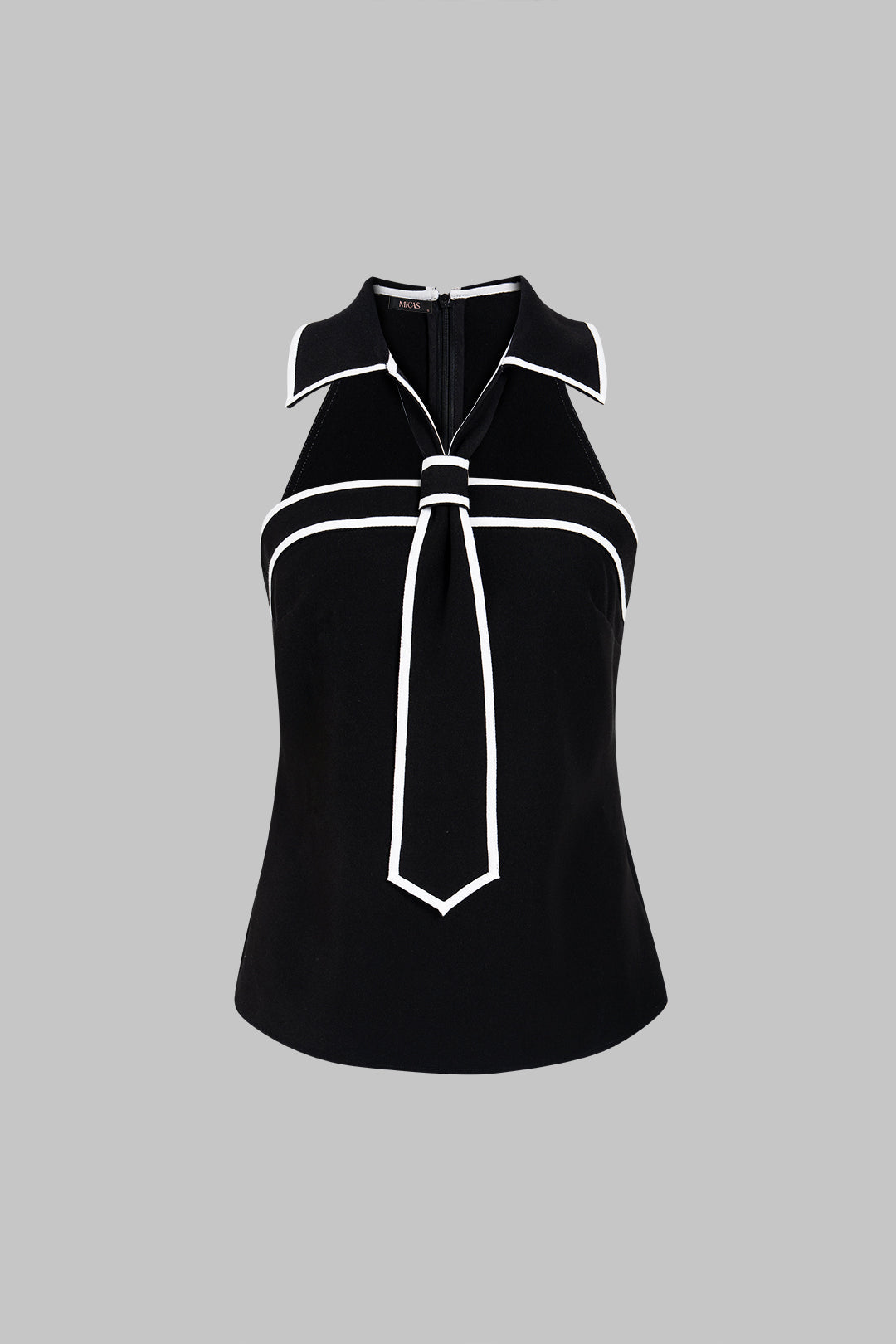 "Contrast Trim Halter Neck V-Neck Tank Top"