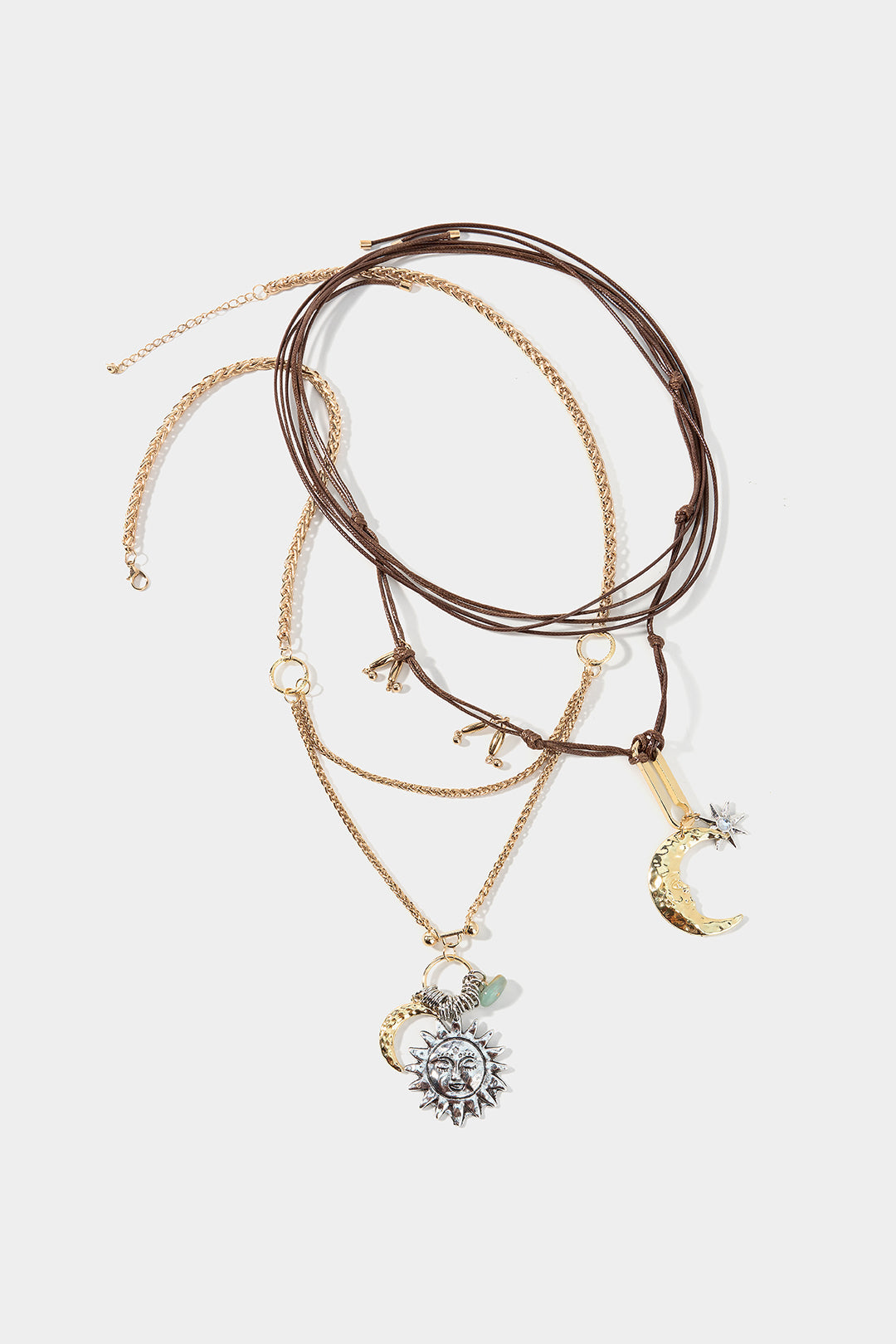 "Alloy Multi-Layer Sun Moon Necklace"