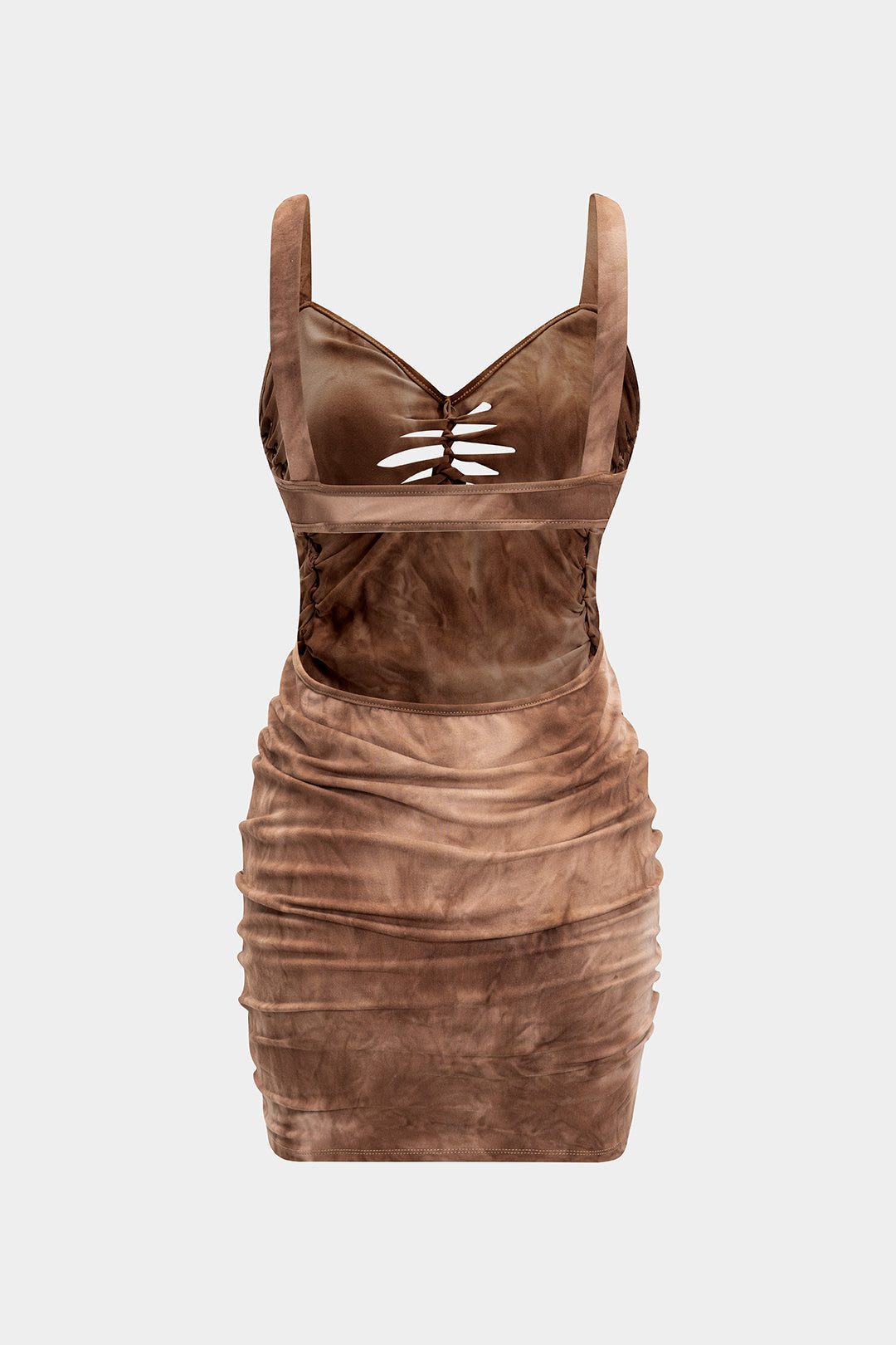 "Cut Out Detail Ruched Backless Sleeveless Midi Dress"