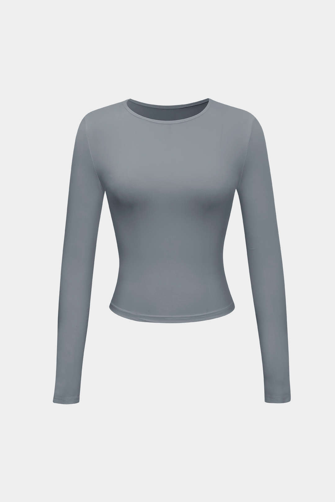 "Basic Solid Round Neck Long Sleeve Top"
