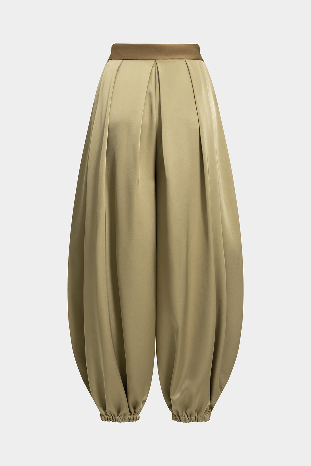"Contrast Satin Pleated Lantern Trousers"