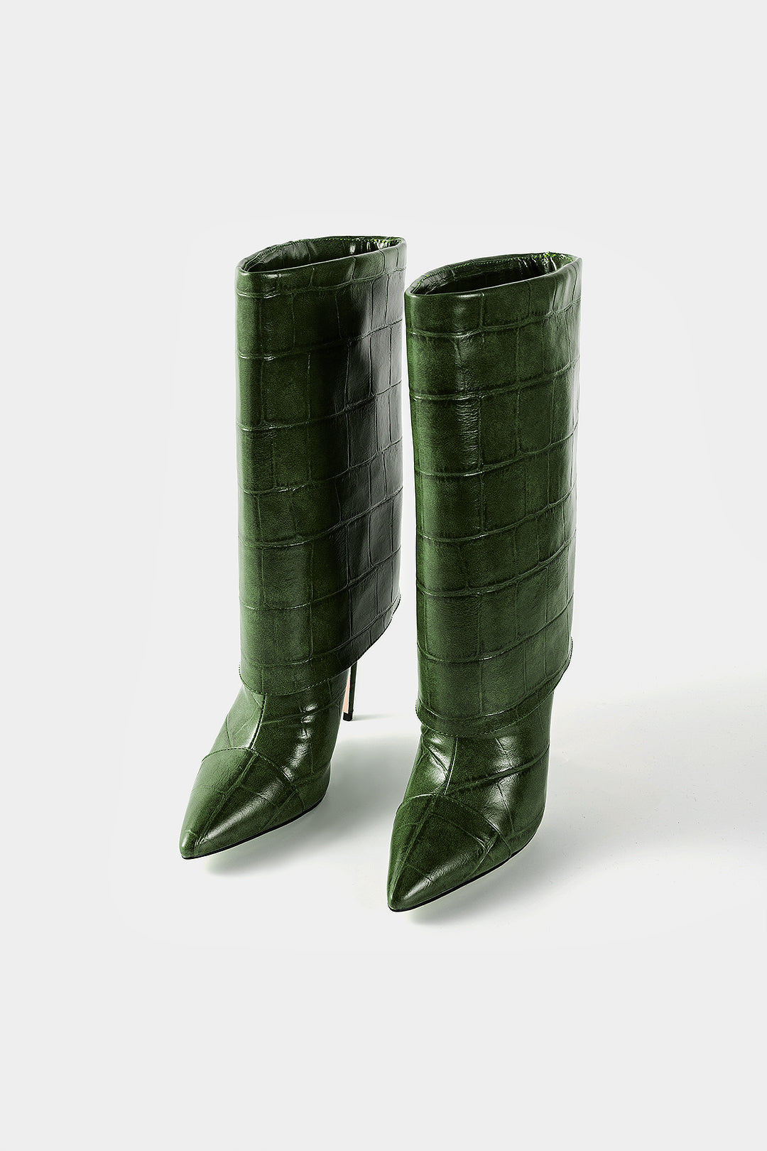 "Crocodile Print Mid Calf Boots"
