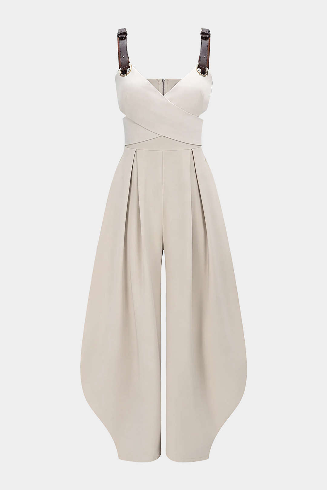"Crossed Cut Out V-Neck Sleeveless Jumpsuit"