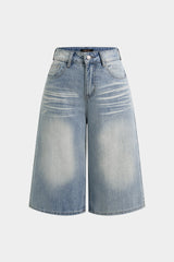 "Denim High Waist Shorts"