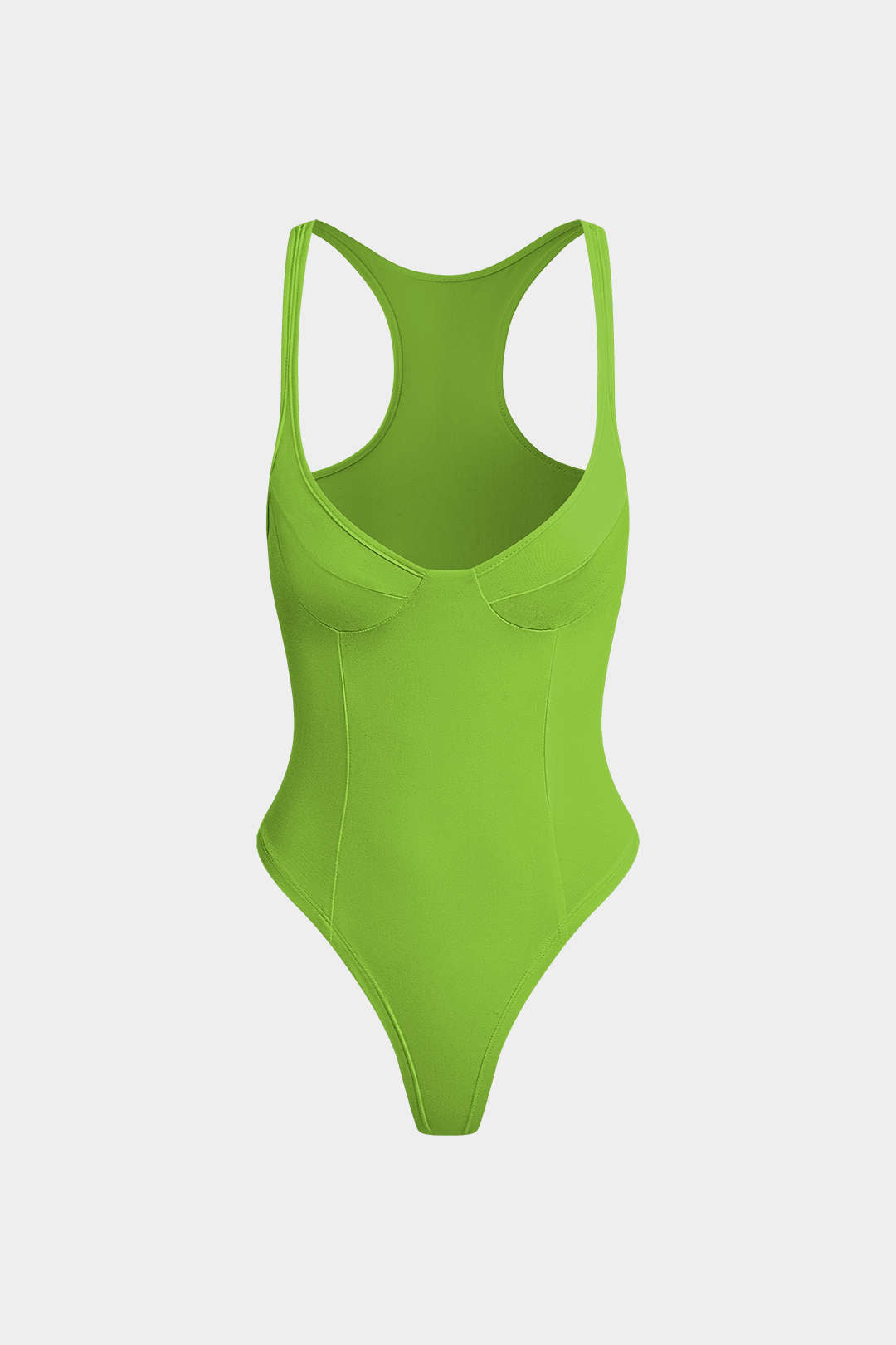 "Basic Solid Deep-V Neck Bustier Sleeveless Bodysuit"