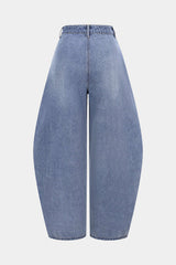 "Denim Asymmetrical Barrel Jeans"
