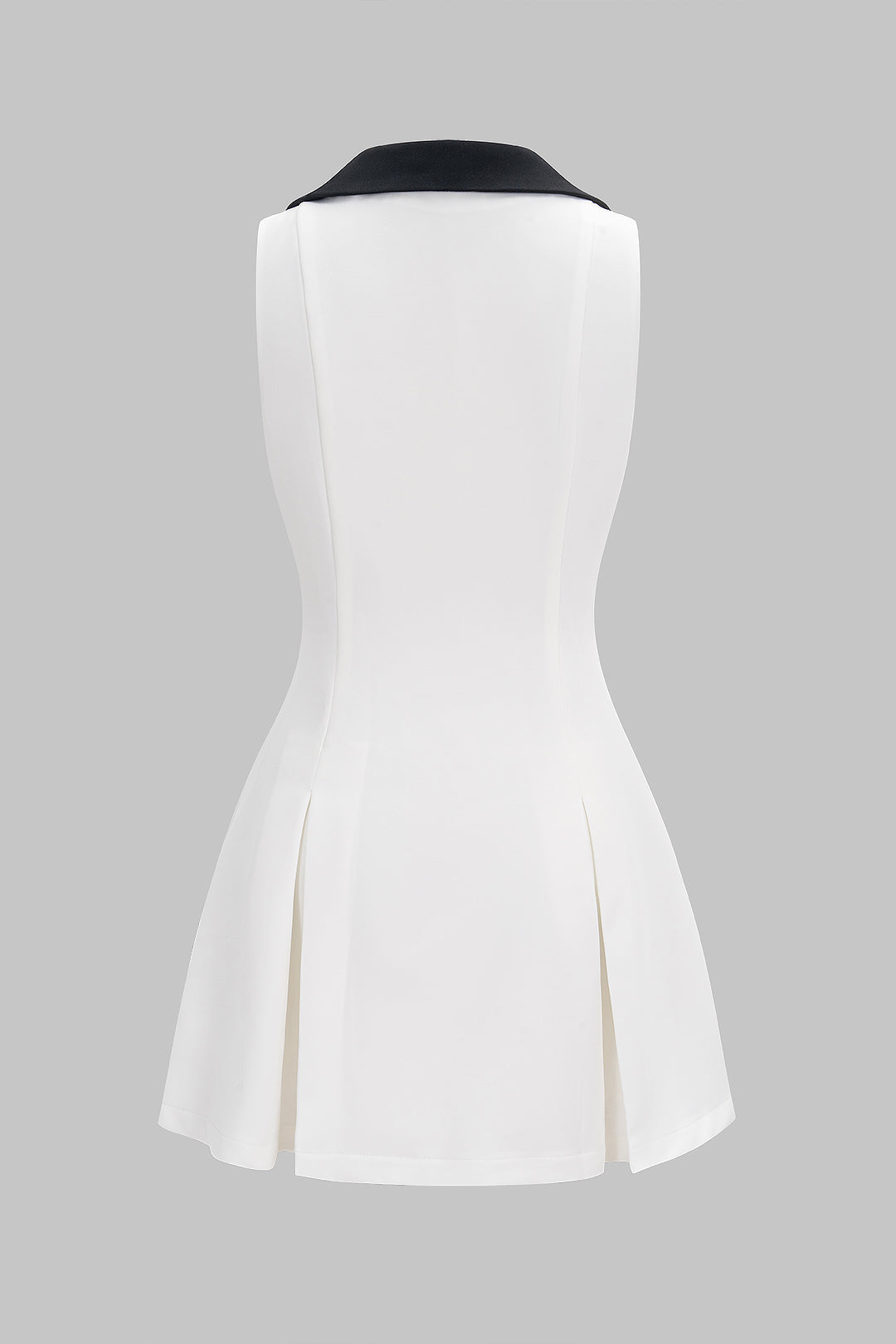 "Contrast Lapel V-neck Metallic Sleeveless Mini Dress"