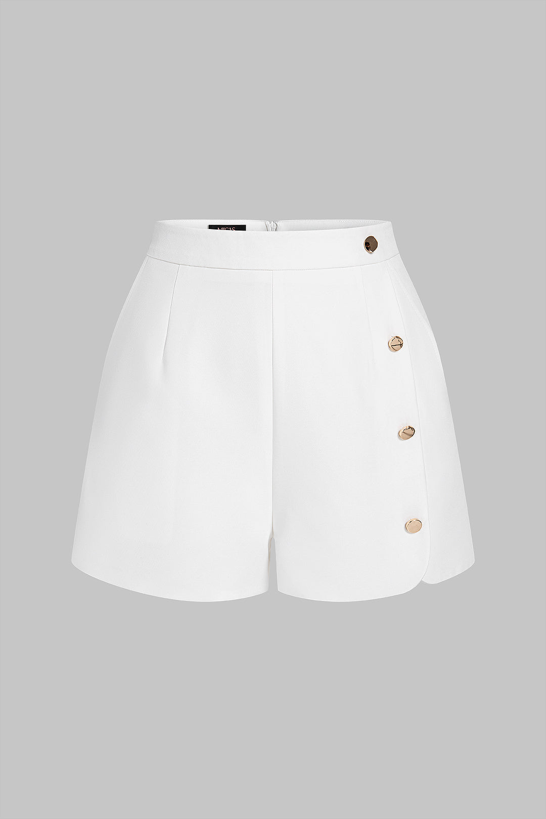 "Asymmetrical Button Zipper Shorts"