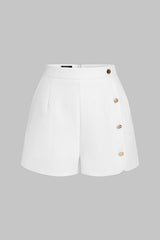 "Asymmetrical Button Zipper Shorts"