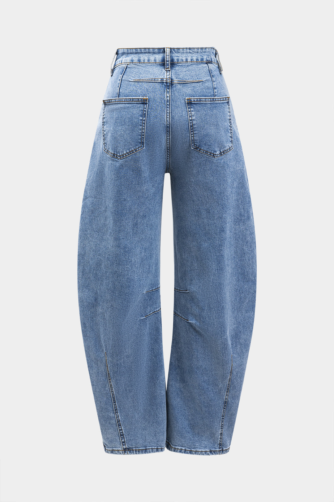 "Denim Buton Pocket Wide Leg Barrel Jeans"