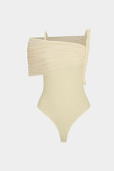 "Asymmetrical Twist Knot Ruched Sleeveless Bodysuit"