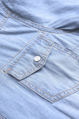 "Denim Lapel Knotted Short Sleeve Shirt"