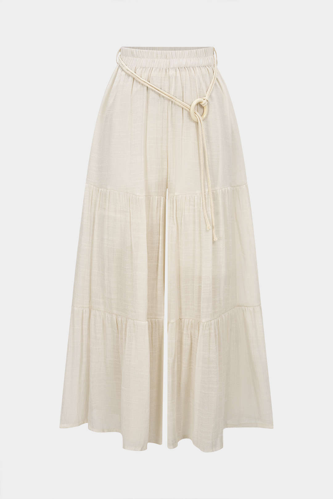 "Belted Ruched High Waist Wide Leg Pants"