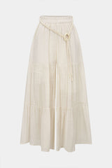 "Belted Ruched High Waist Wide Leg Pants"