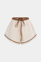 "Contrast Binding Tie-Up Shorts"