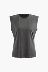 "Basic Solid Sleeveless T-shirt"