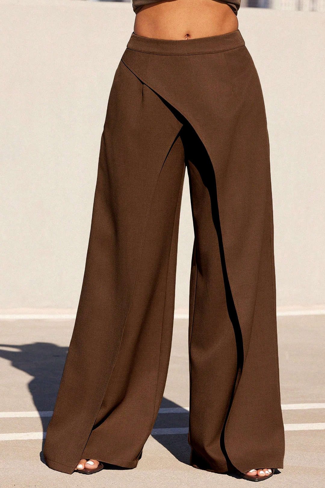 "Asymmetrical High-Waist Wide-Leg Pants"