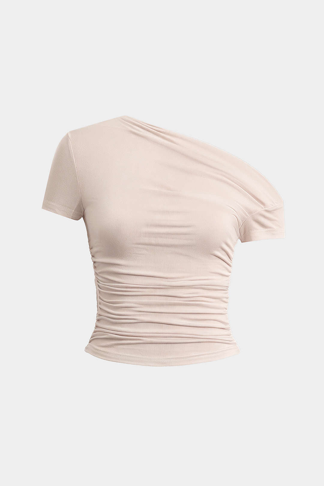 "Basic Asymmetrical Ruched T-shirt"