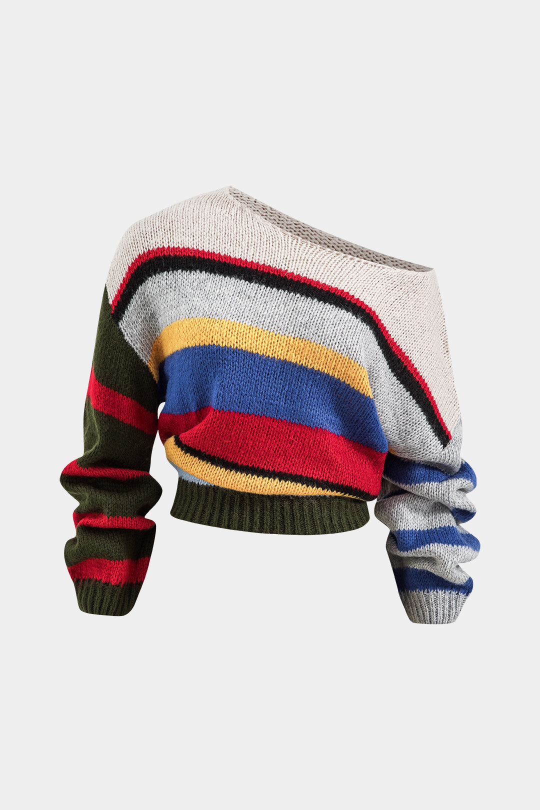 "Basic Knit Color Block Long-Sleeve Top"
