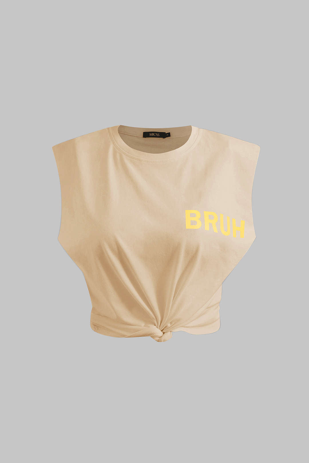 "Bruh Print Sleeveless T-shirt"